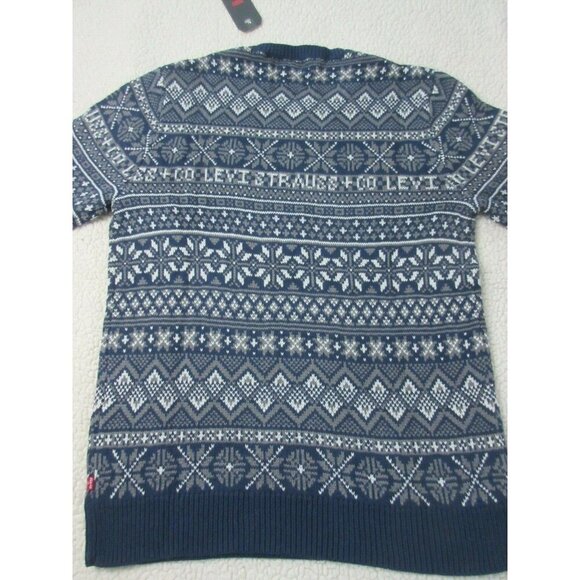 Levi's Men's Cotton Blend Holiday Blue Logo Crew Neck Sweater Size Medium NWT - Picture 5 of 5